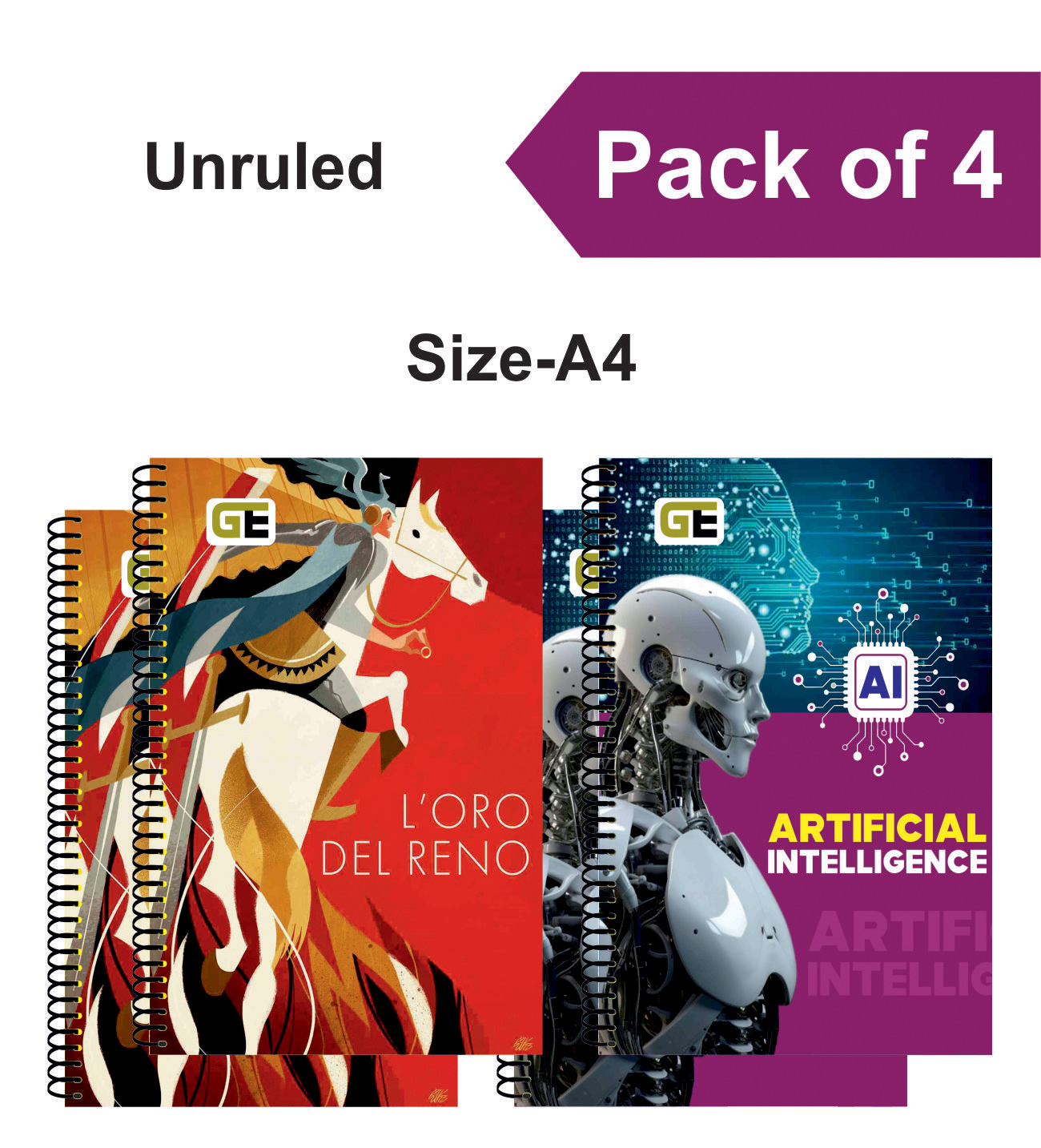 Spiral Notebook Pack of 4